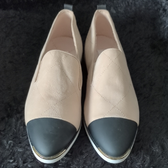 Cole Haan Beige and Black Quilted Loafers - Picture 3 of 8